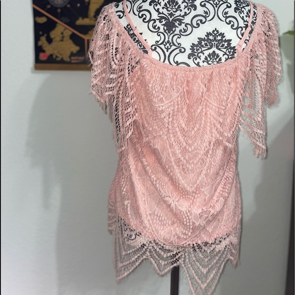 No Boundaries💕Pink Lace Top - Picture 3 of 5